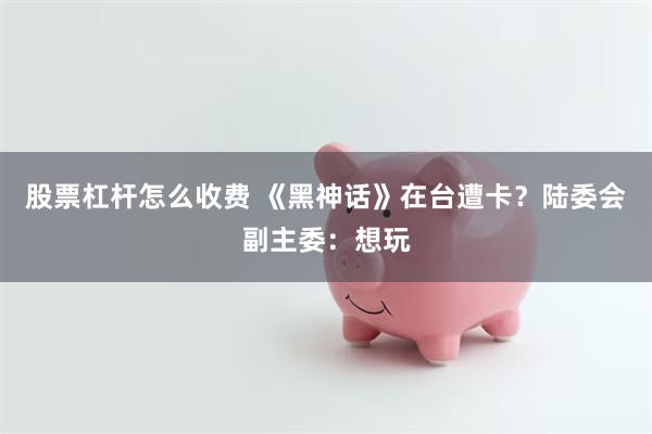 股票杠杆怎么收费 《黑神话》在台遭卡？陆委会副主委：想玩